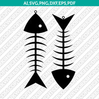 Fishbone Acrylic Wood Leather Earring Template SVG Laser Cut File Vector Cricut Silhouette Cameo Clipart Png Dxf Eps