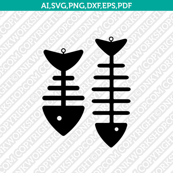 Fishbone Acrylic Wood Leather Earring Template SVG Laser Cut File