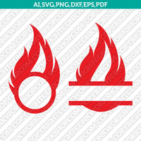 Flame Fire Burn Split Monogram Frame SVG Cut File Vector Cricut Silhouette Cameo Clipart Png Dxf Eps