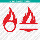 Flame Fire Burn Split Monogram Frame SVG Cut File Vector Cricut Silhouette Cameo Clipart Png Dxf Eps