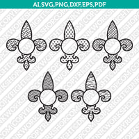 Fleur de lis Split Monogram Frame SVG Cut File Vector Cricut Silhouette Cameo Clipart Png Dxf Eps