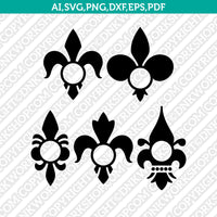 Fleur de lis Monogram Frame SVG Cut File Vector Cricut Silhouette Cameo Clipart Png Dxf Eps