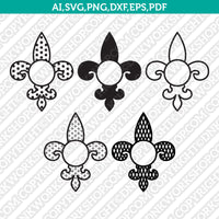 Fleur de lis Split Monogram Frame SVG Cut File Vector Cricut Silhouette Cameo Clipart Png Dxf Eps