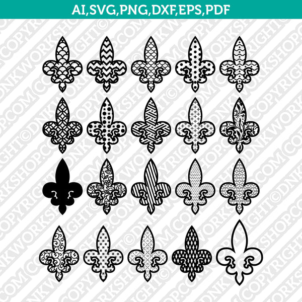 Fleur de lis Pattern SVG Cut File Vector Cricut Silhouette Cameo Clipart Png Dxf Eps