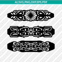 Floral Flower Tribal Ornament Leather Bracelet Template SVG DXF Laser Cut File Cricut Vector PNG