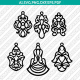 Floral Tribal Acrylic Wood Leather Earring Template SVG Laser Cut File Vector Cricut Silhouette Cameo Clipart Png Dxf Eps