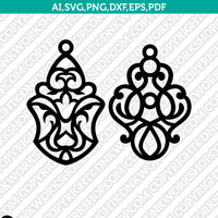 Floral Tribal Acrylic Wood Leather Earring Template SVG Laser Cut File Vector Cricut Silhouette Cameo Clipart Png Dxf Eps