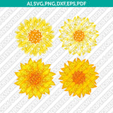 Flower Sunflower SVG Cut File Cricut Vector Sticker Decal Silhouette Cameo Dxf PNG Eps