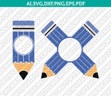 Free School Pencil Monogram Frame 1st Day School SVG Vector Cricut Cut File Clipart Png Eps Dxf