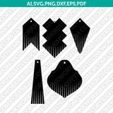 Fringe Acrylic Wood Leather Earring Template SVG Laser Cut File Vector Cricut Silhouette Cameo Clipart Png Dxf Eps