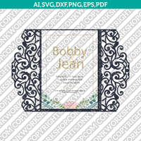 Gate Fold SVG Wedding Invitation Template Quinceanera Christening Envelope Cutting File Silhouette Cameo Cricut SVG Clipart Png Eps Dxf Laser Cut File