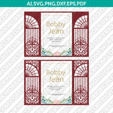 Gate Fold Wedding Invitation Template Quinceanera Christening SVG Laser Cut File Vector Cricut Silhouette Cameo Clipart Png Dxf Eps