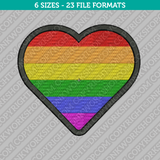 Gay Pride Rainbow Heart Embroidery Design - 6 Sizes - INSTANT DOWNLOAD 