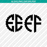 Scalloped Gear Wheels Cogs Steampunk Circle Monogram Letter Font Alphabet SVG Cut File Vector Cricut Silhouette Cameo Clipart Png Dxf Eps