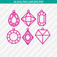 Gem Diamond Emerald Crystal Earring Template SVG Laser Cut File Vector Cricut Silhouette Cameo Clipart Png Dxf Eps