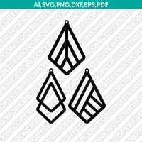 Geometric Diamond Earrings Svg Laser Cut File Silhouette Cameo Cricut Clipart Png Dxf Eps