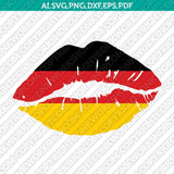 German Germany Flag Lips In Shape of Heart SVG Cut File Vector Silhouette Cameo Cricut Clipart Png Dxf Eps
