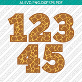 Giraffe Numbers SVG Cut File Vector Cricut Clipart Png Dxf Eps