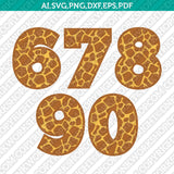 Giraffe Numbers SVG Cut File Vector Cricut Clipart Png Dxf Eps