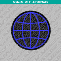 Globe Machine Embroidery Design - 5 Sizes - INSTANT DOWNLOAD 