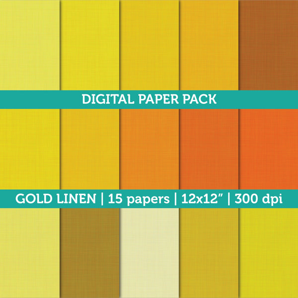 Digital Papers | Digital Scrapbooking Gold Linen Textured Paper Instant Download
