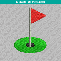 Golf Hole Flag Embroidery Design