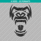 Gorilla Head Face Embroidery Design