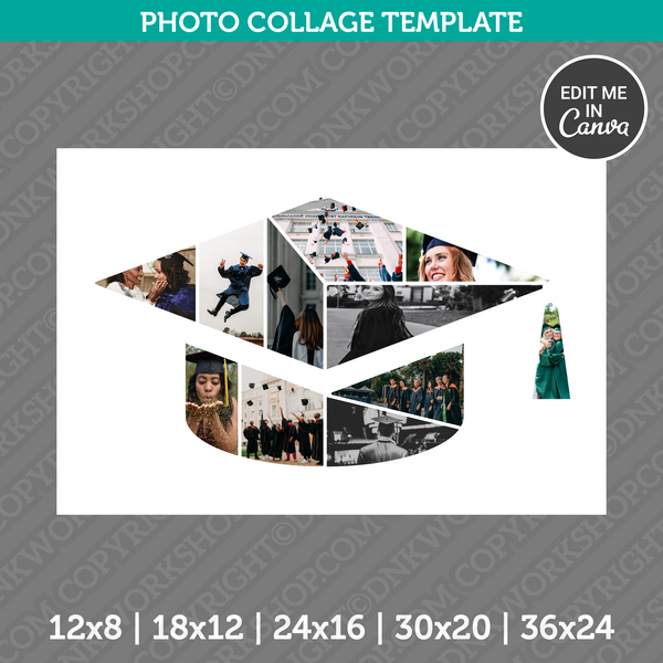 Mortarboard Graduation Cap Photo Collage Template Canva PDF