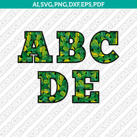 Green Leaf Leaves Nature Letter Font Alphabet SVG Cut File Vector Cricut Silhouette Cameo Clipart Png Dxf Eps
