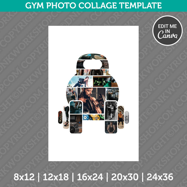 Gym Workout  Photo Collage Template Canva PDF