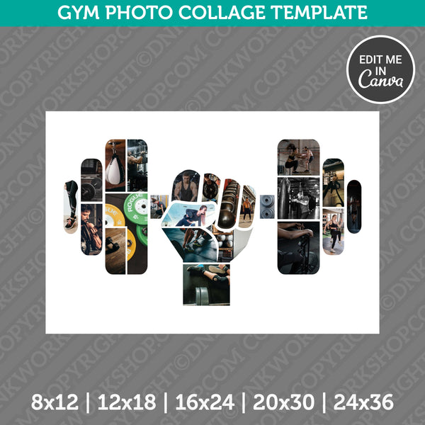 Gym Workout Photo Collage Template Canva PDF