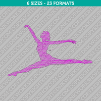 Gymnast Girl Ballerina Jumping Silhouette Embroidery Design