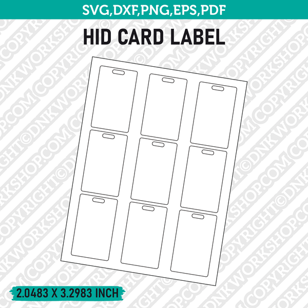 HID Card Label Template SVG Vector Cricut Cut File Clipart Png Eps Dxf