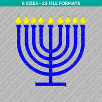 Hanukkah Menorah Chanukiah Hanukkiah Embroidery Design - 6 Sizes - INSTANT DOWNLOAD 