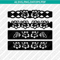 Hawaii Hawaiian Hibiscus Leather Bracelet Template SVG DXF Laser Cut File Cricut Vector PNG