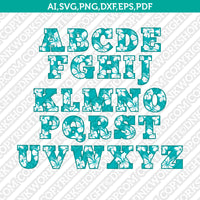 Hawaii Hawaiian Hibiscus Letters Fonts Alphabet SVG Cut File Cricut Vector Sticker Decal Silhouette Cameo Dxf PNG Eps