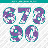 Hibiscus Hawaii Hawaiian Numbers SVG Vector Silhouette Cameo Cricut Cut File Clipart Png Eps Dxf