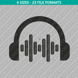 Headset Audio Wave Embroidery Design - 6 Sizes - INSTANT DOWNLOAD 