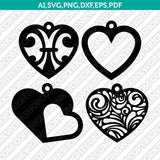 Heart Love Earrings Svg Laser Cut File Silhouette Cameo Cricut Clipart Png Dxf Eps