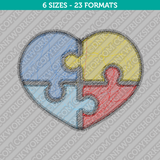 Heart Autism Awareness Embroidery Design 