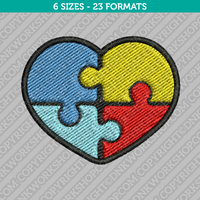 Heart Autism Awareness Embroidery Design 