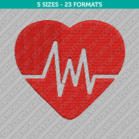 Heart Beat Rate Embroidery Design