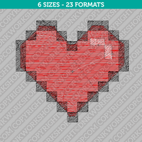 Heart Pixel Embroidery Design 