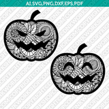 Jack O Lantern Pumpkin Halloween Mandala Zentangle SVG Laser Cut File CNC Plasma Silhouette Cameo Cricut Dfx
