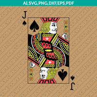 Jack of Spades Playing Cards SVG Vector Silhouette Cameo Cricut Cut File Dxf Eps Clipart Png