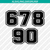 Jersey Team Sports Uniform Numbers 0 9 SVG Vector Cricut Cut File Clip art Png Eps Dxf