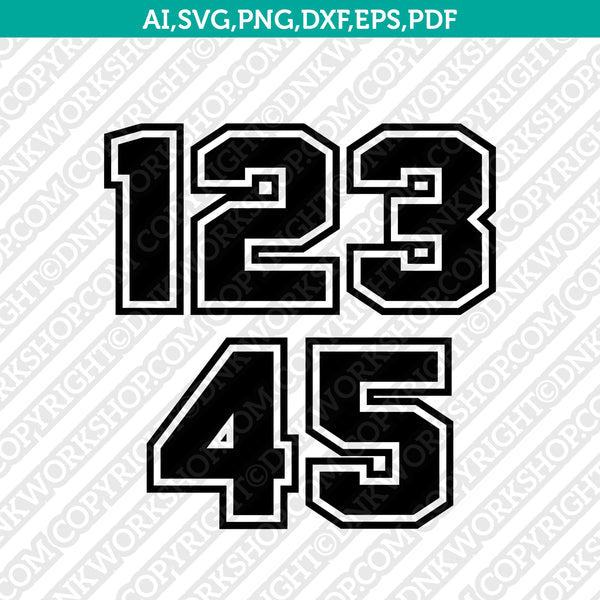 Varsity Numbers SVG Cut File, Sports Jersey Numbers DXF