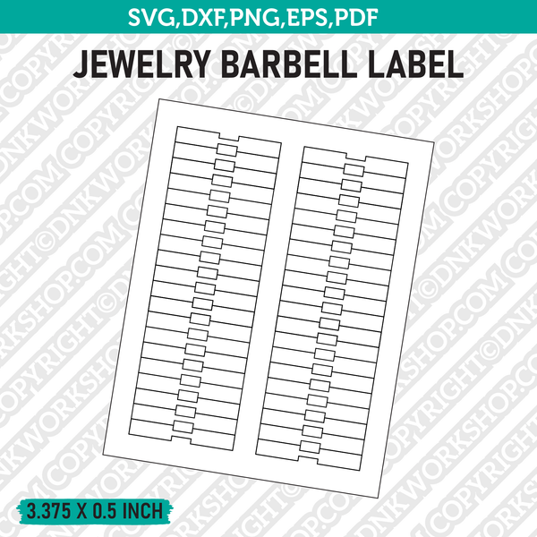 Jewelry Barbell Label Template SVG Vector Cricut Cut File Clipart Png Eps Dxf