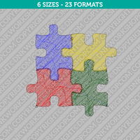 Jigsaw puzzles Autism Awareness Embroidery Design