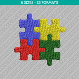 Jigsaw puzzles Autism Awareness Embroidery Design